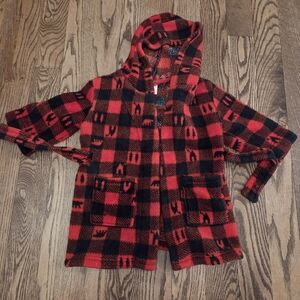 Cat & Jack - Red and Black Buffalo Plaid Robe - 2T/3T
